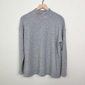Mono B Women's Grey Long Sleeve Funnel Neck Sweater Size Small Ribbed KT-A1032